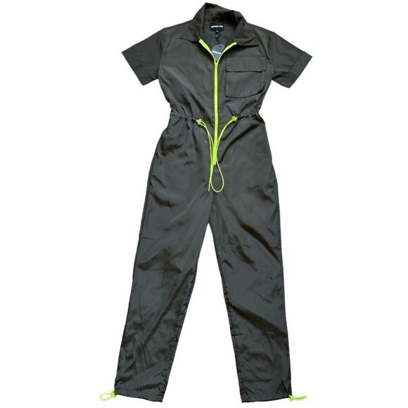 NWT OLIVE GREEN Jumpsuit with Neon Highlights - Picture 7 of 9